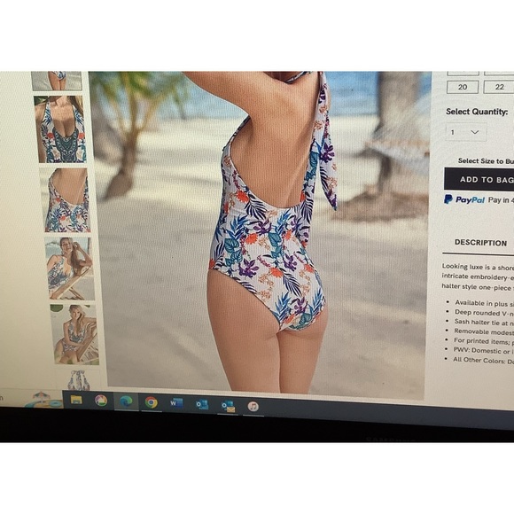 VENUS swim suit gently used size 8 Blanc V Neck style - Picture 2 of 6